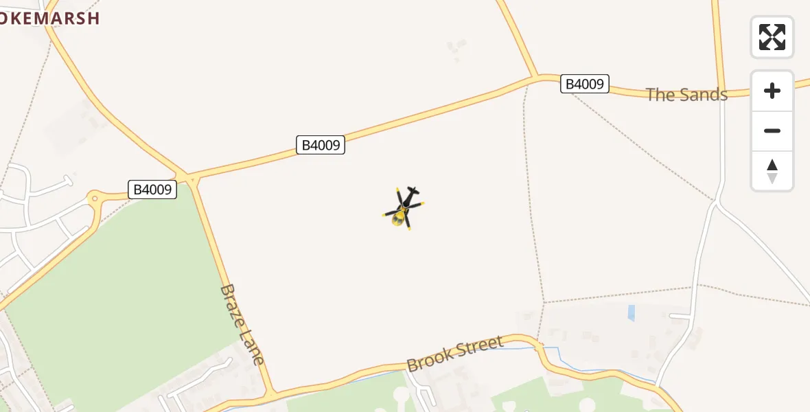 Flight path map showing Police Helicopter route from RAF Benson to RAF Benson