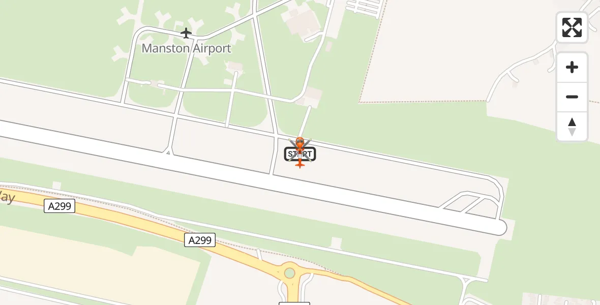 Flight path map showing Coastguard Helicopter route from Manston Airport to Manston Airport