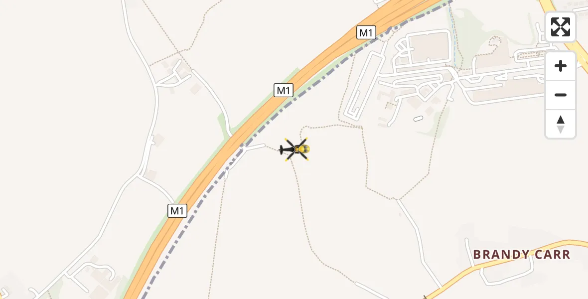 Routekaart van de vlucht: Police Helicopter to East Ardsley