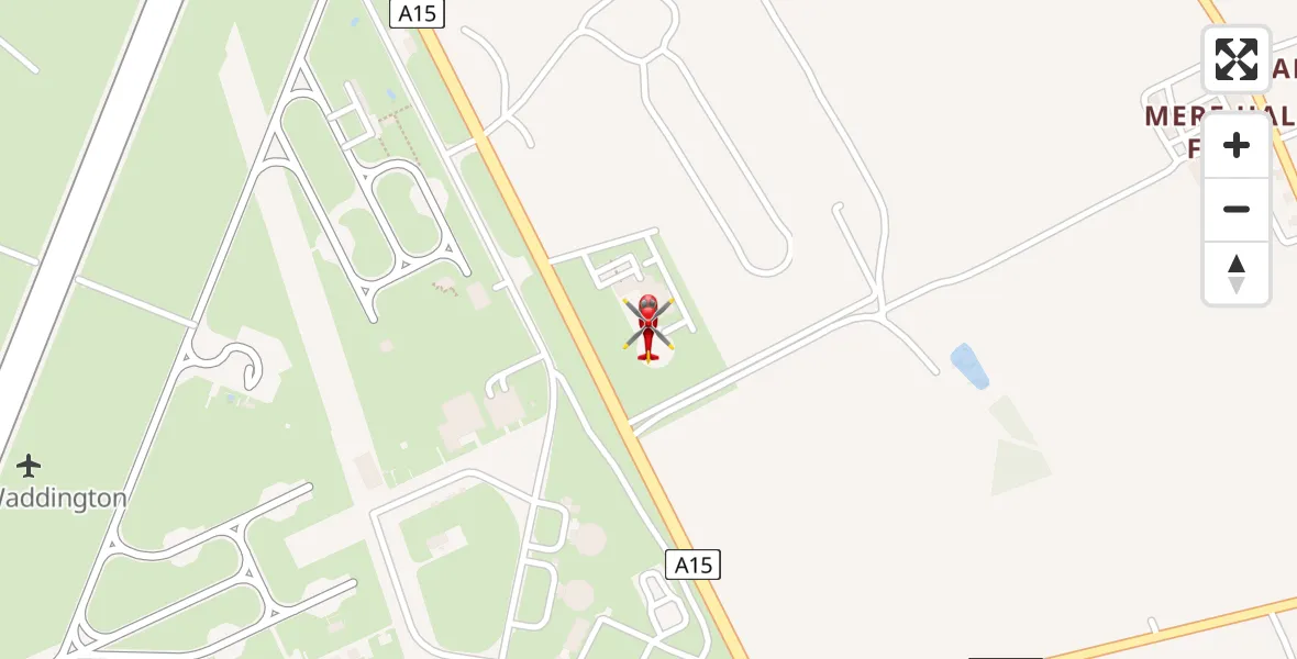 Routekaart van de vlucht: Air Ambulance Helicopter to RAF Waddington