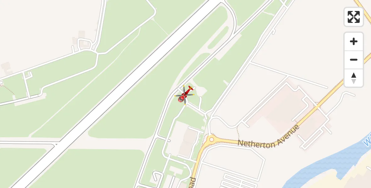 Flight path map showing Air Ambulance Helicopter route from Glasgow Airport to Glasgow Airport