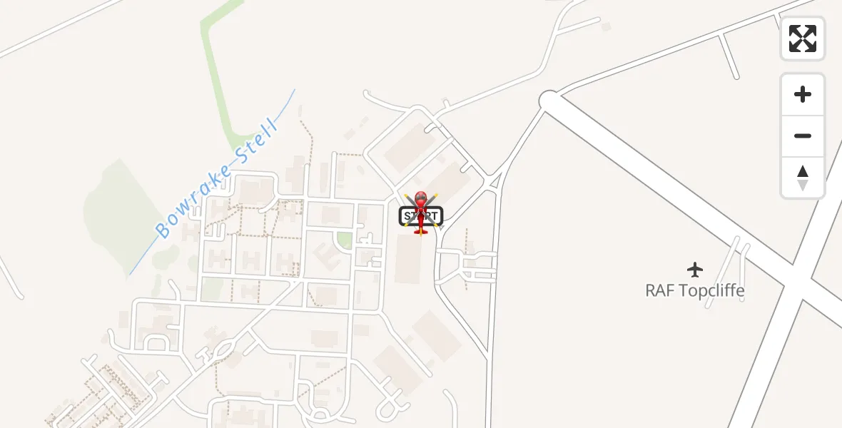 Flight path map showing Air Ambulance Helicopter route from RAF Topcliffe to RAF Topcliffe