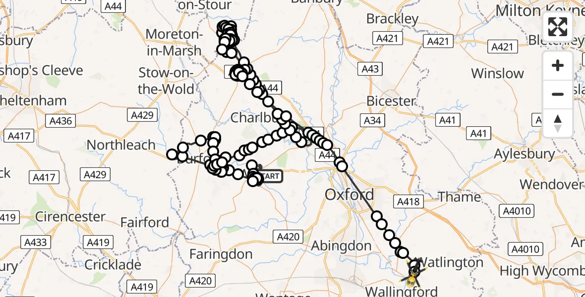 Routekaart van de vlucht: Police Helicopter to Benson, The Sands