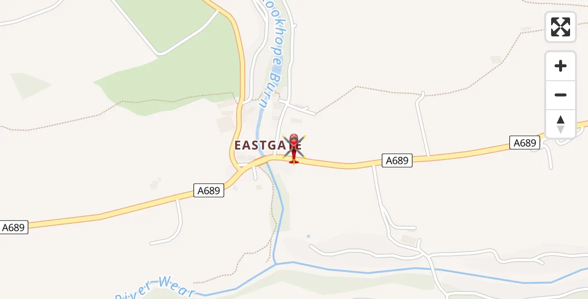 Flight path map showing Air Ambulance Helicopter route from Stanhope to Stanhope