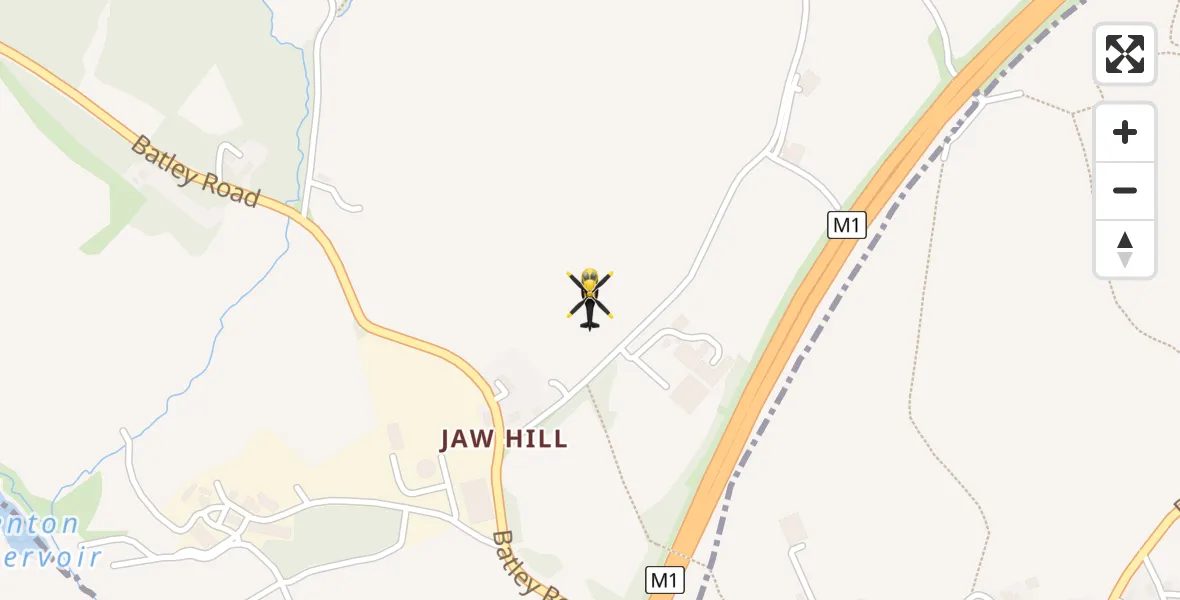 Flight path map showing Police Helicopter route from East Ardsley to East Ardsley