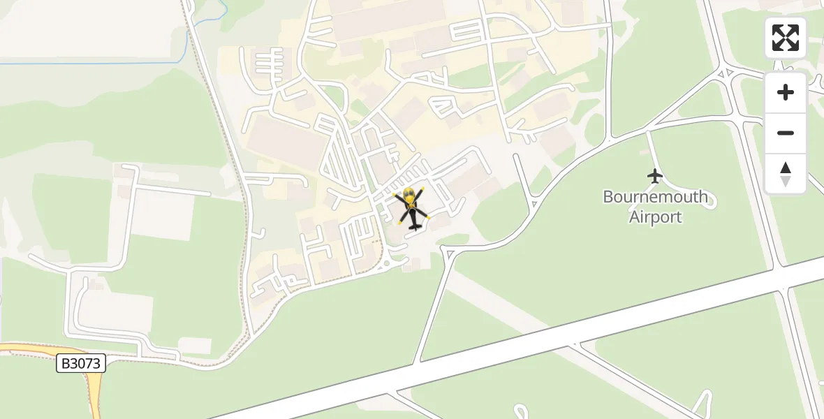 Flight path map showing Police Helicopter route from Bournemouth Airport to Bournemouth Airport