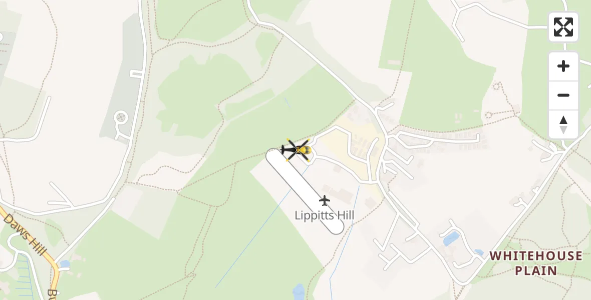 Flight path map showing Police Helicopter route from Metropolitan Police Air Support Unit Lippitts Hill to Metropolitan Police Air Support Unit Lippitts Hill