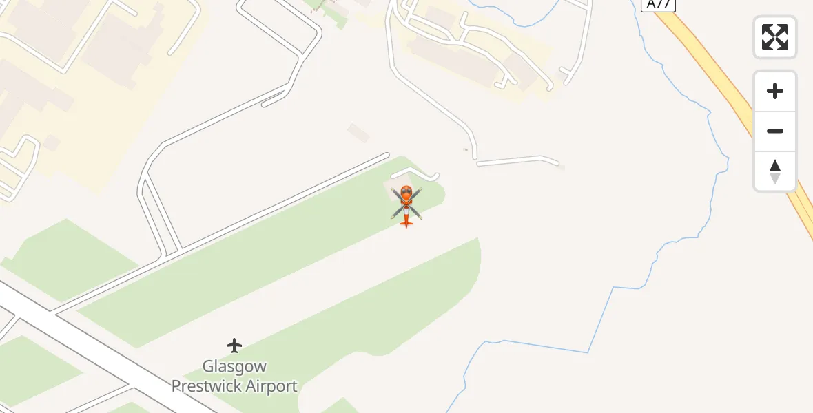 Flight path map showing Coastguard Helicopter route from Glasgow Prestwick Airport to Glasgow Prestwick Airport