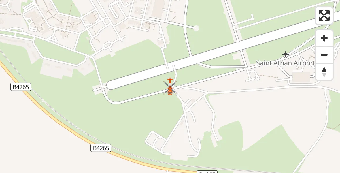 Flight path map showing Coastguard Helicopter route from MOD St Athan to MOD St Athan
