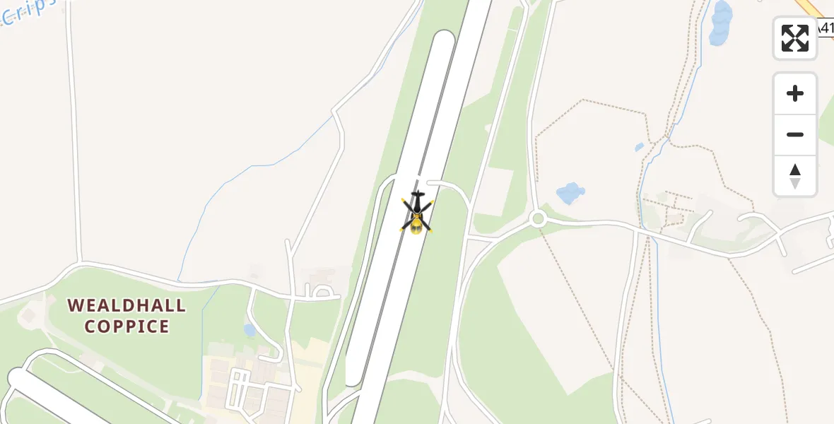 Flight path map showing Police Helicopter route from North Weald Airfield to North Weald Airfield