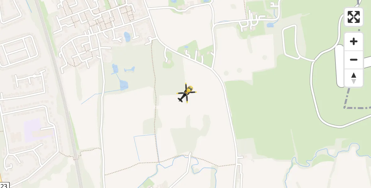 Flight path map showing Police Helicopter route from Salfords to Salfords