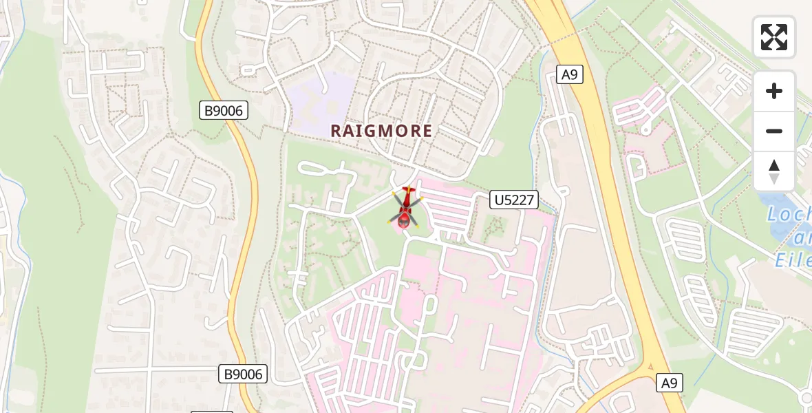 Flight path map showing Air Ambulance Helicopter route from Inverness to Inverness