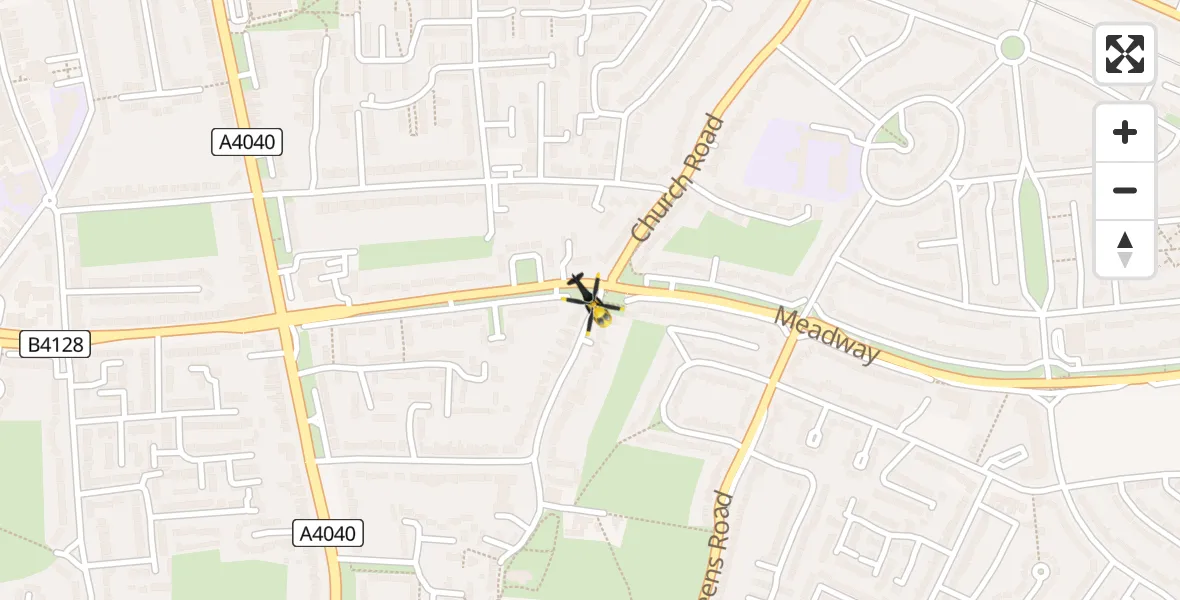 Flight path map showing Police Helicopter route from Garretts Green to Garretts Green