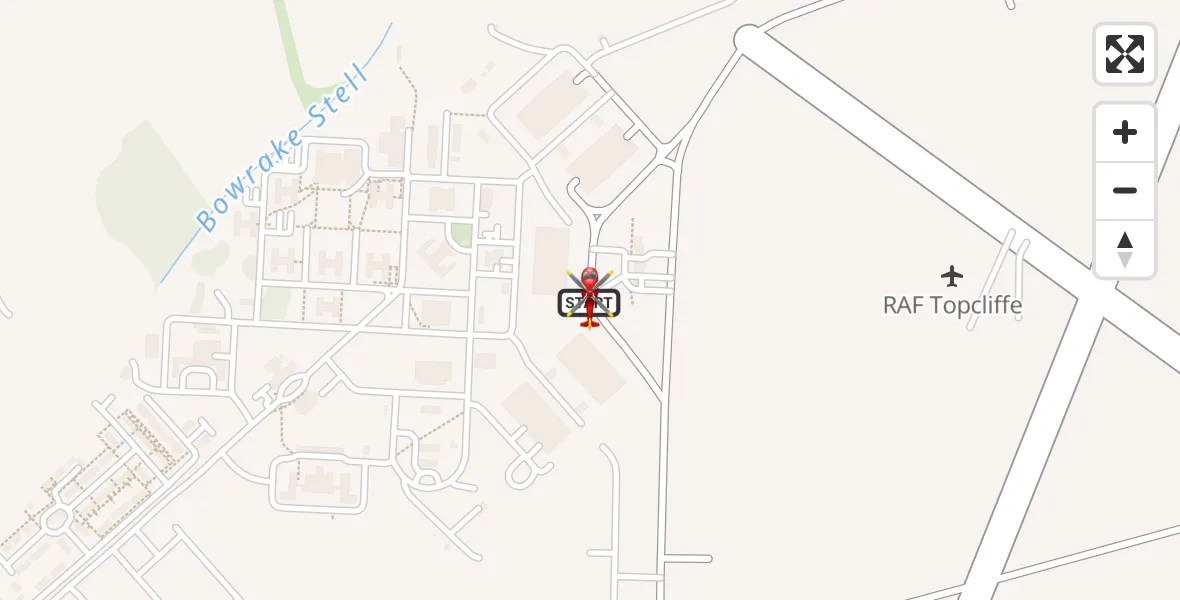 Flight path map showing Air Ambulance Helicopter route from RAF Topcliffe to RAF Topcliffe