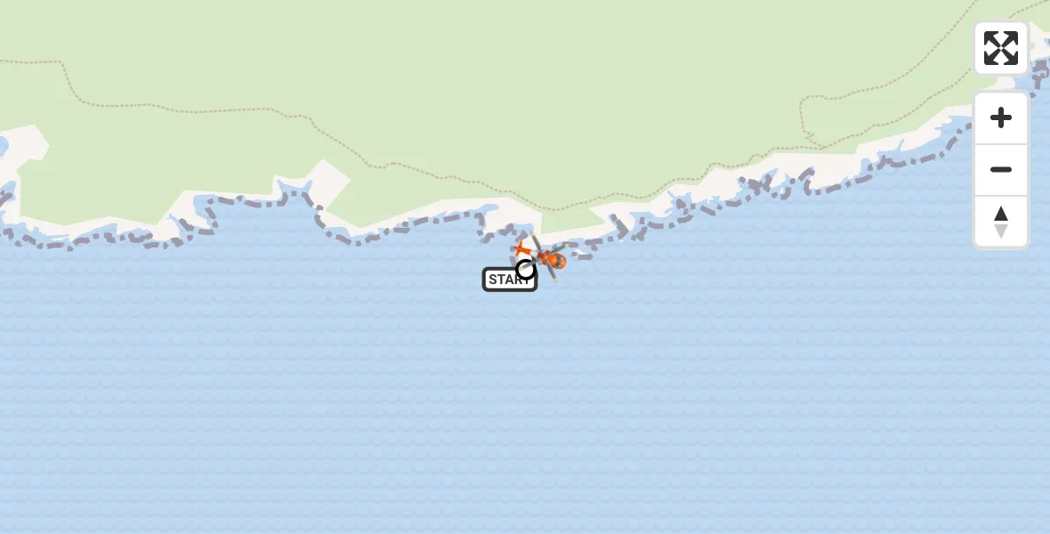 Flight path map showing Coastguard Helicopter route from Polperro to Lansallos