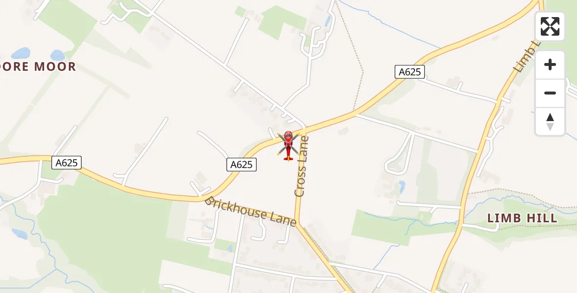 Flight path map showing Air Ambulance Helicopter route from Dore to Dore
