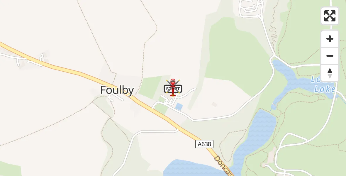 Flight path map showing Air Ambulance Helicopter route from YAA Nostell Helicopter Port to YAA Nostell Helicopter Port