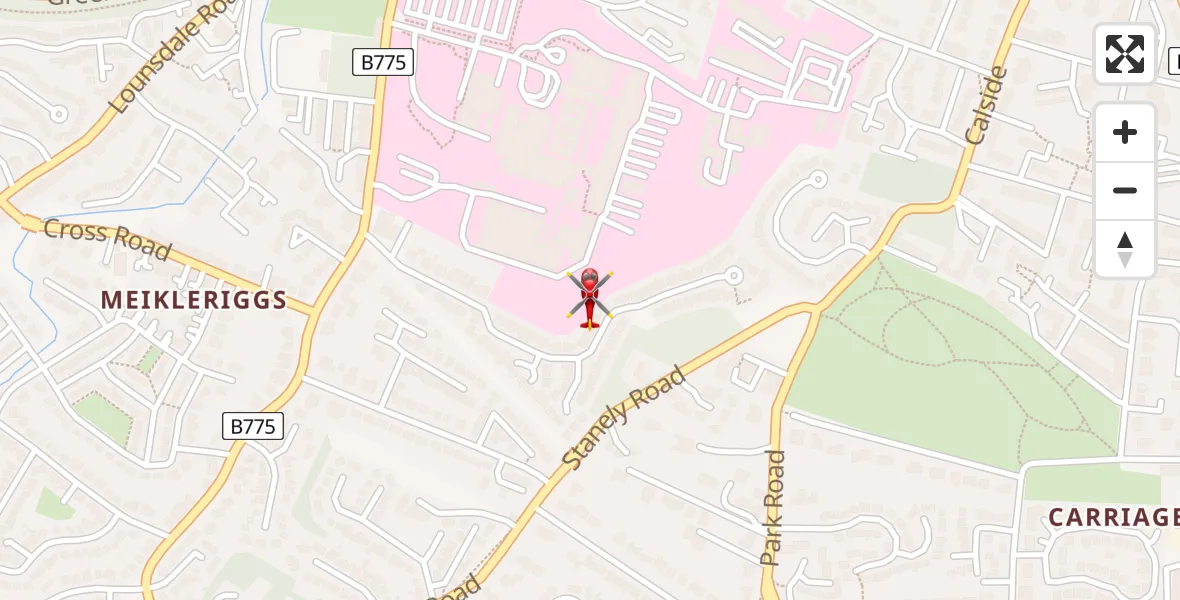 Routekaart van de vlucht: Air Ambulance Helicopter to Royal Alexandria Hospital Paisley