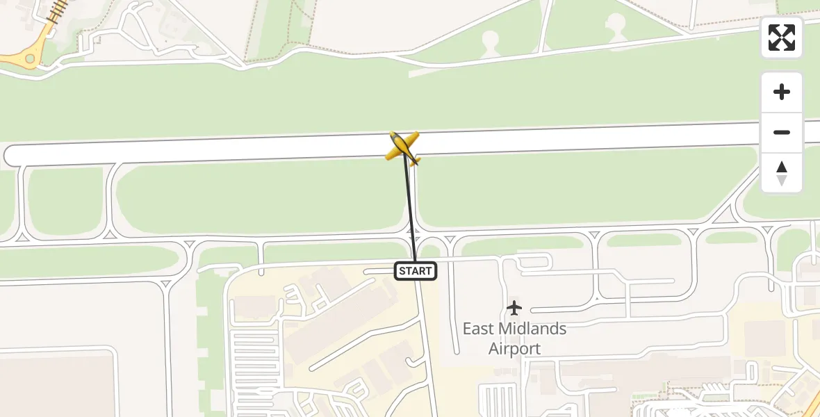 Flight path map showing Police Aircraft route from East Midlands Airport to East Midlands Airport