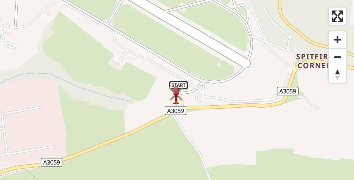 Flight path map showing Air Ambulance Helicopter route from Cornwall Airport Newquay to Cornwall Airport Newquay