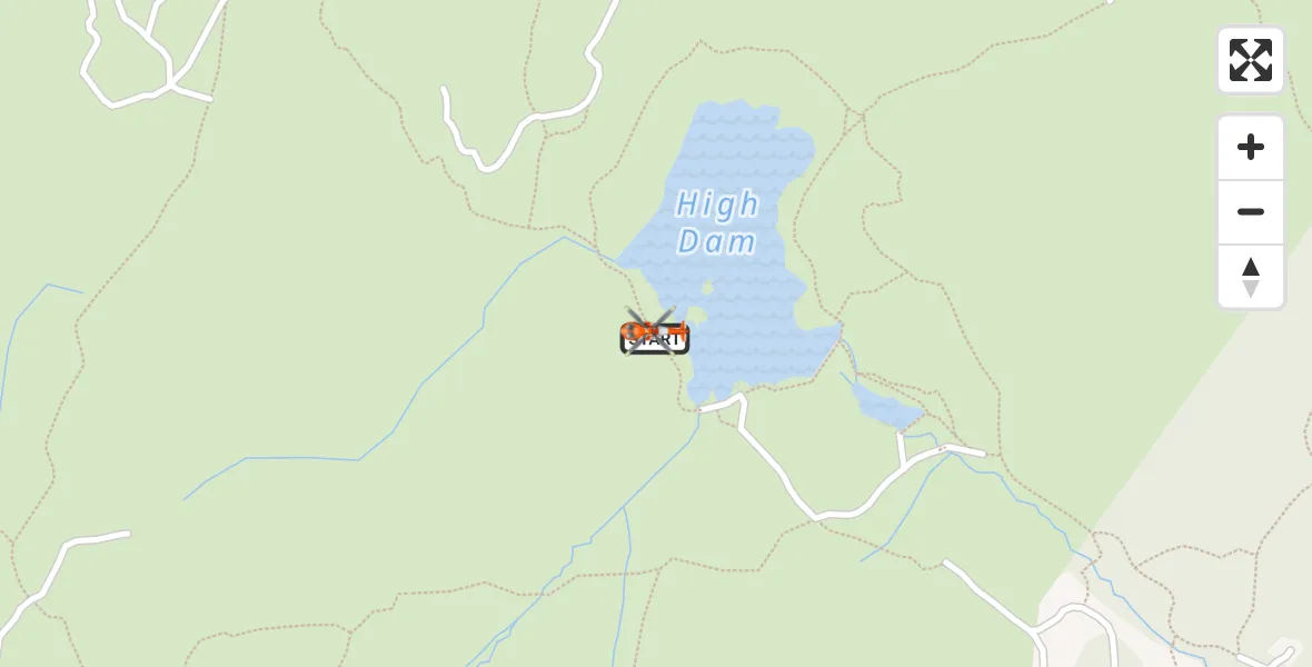 Flight path map showing Coastguard Helicopter route from Finsthwaite to Finsthwaite