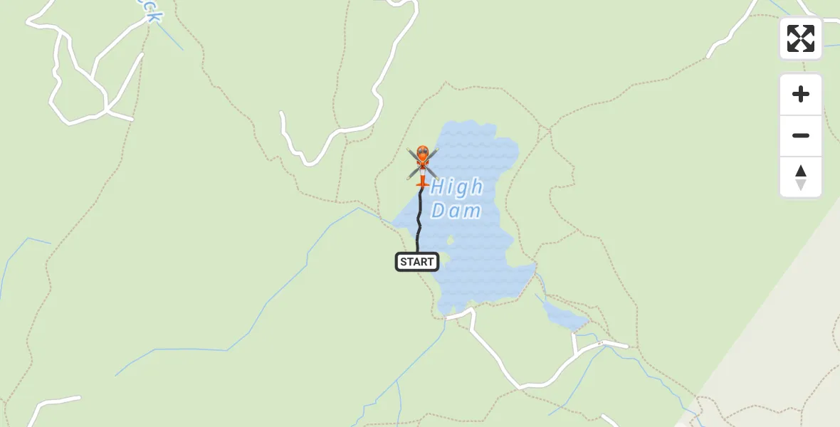 Flight path map showing Coastguard Helicopter route from Finsthwaite to Finsthwaite