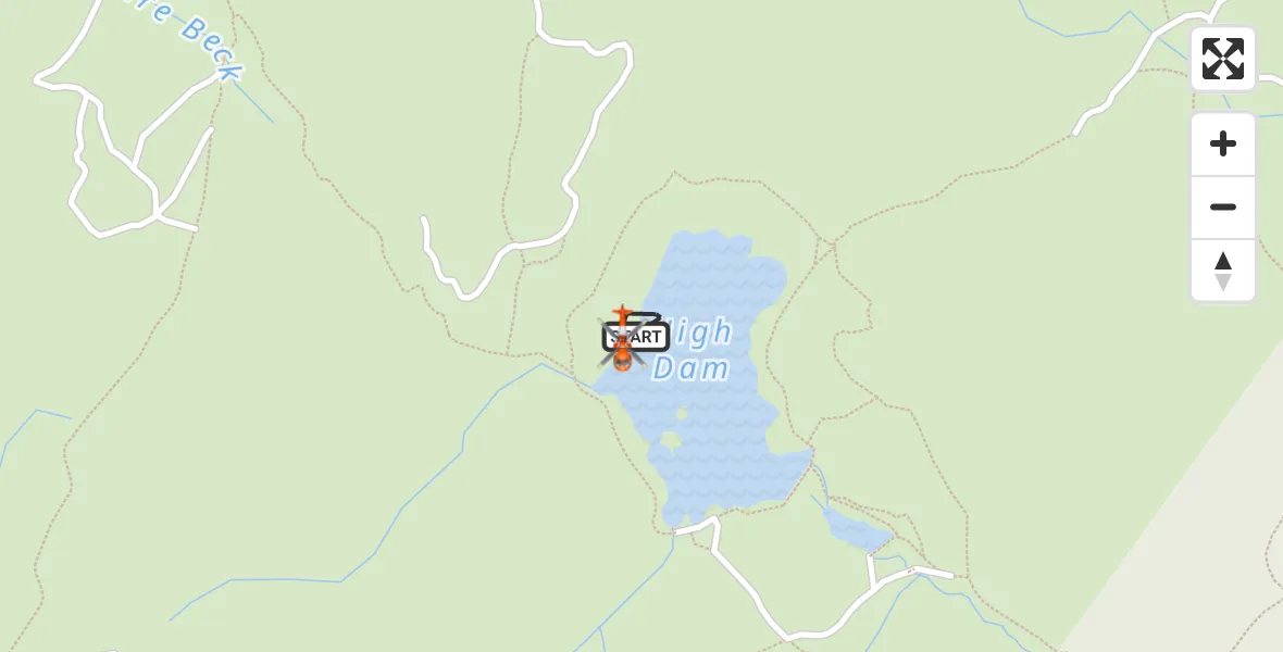 Flight path map showing Coastguard Helicopter route from Finsthwaite to Finsthwaite