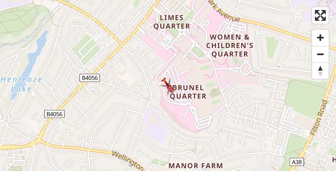 Flight path map showing Air Ambulance Helicopter route from Southmead Hospital to Southmead Hospital