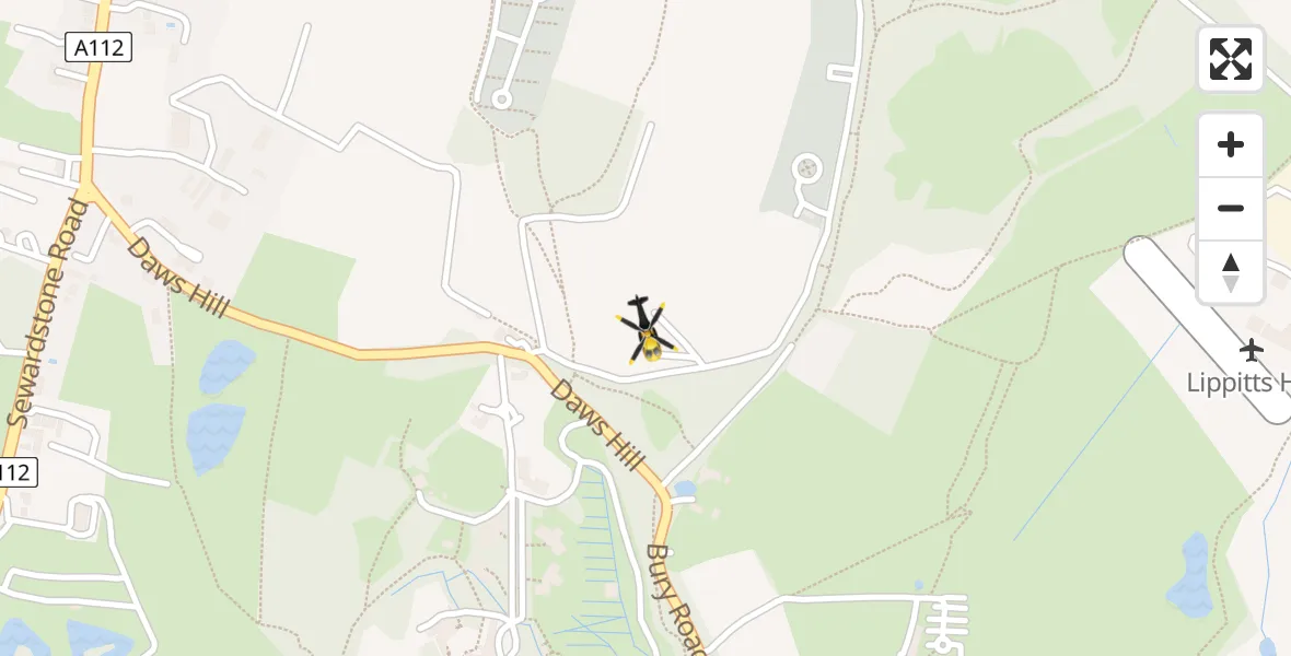 Flight path map showing Police Helicopter route from Sewardstonebury to Sewardstonebury