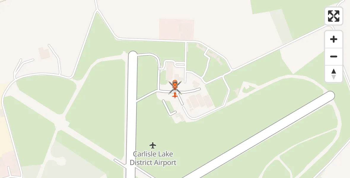 Flight path map showing Coastguard Helicopter route from Carlisle Lake District Airport to Carlisle Lake District Airport