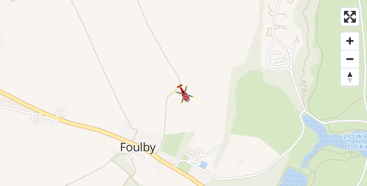 Flight path map showing Air Ambulance Helicopter route from YAA Nostell Helicopter Port to YAA Nostell Helicopter Port