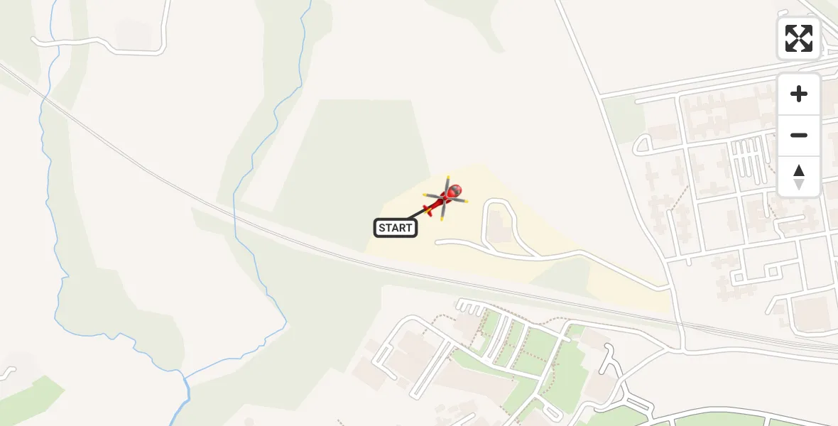 Flight path map showing Air Ambulance Helicopter route from RAF Cosford to Cosford