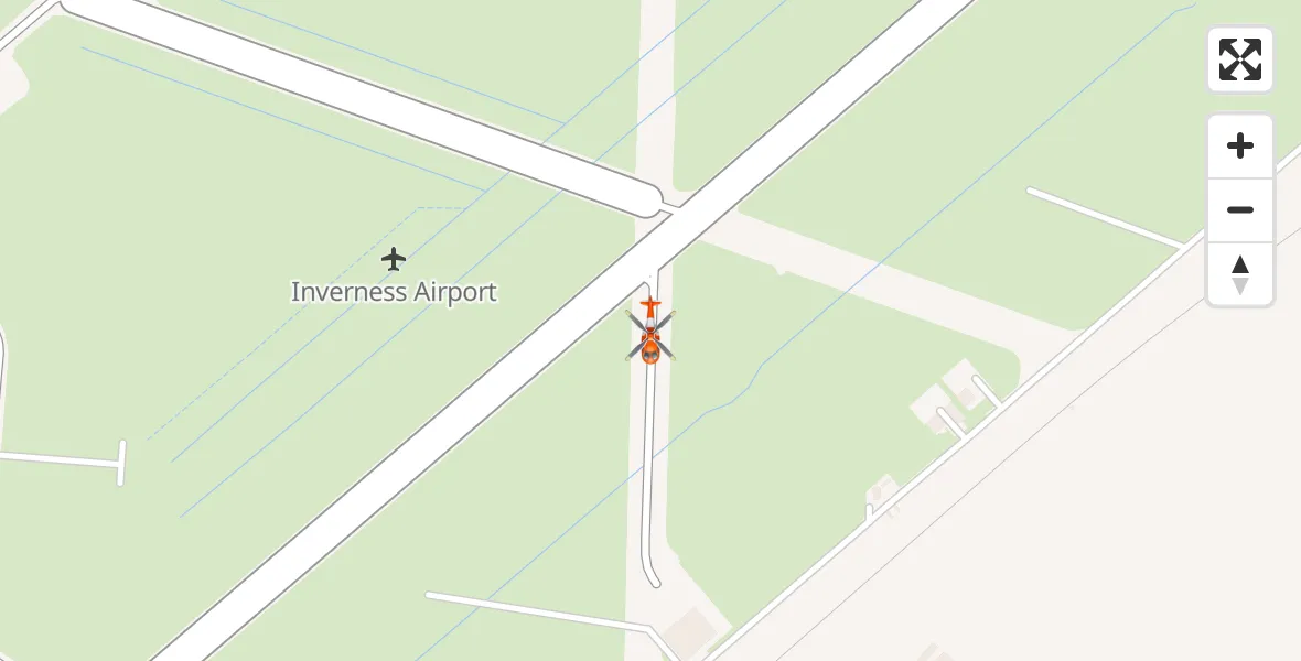 Flight path map showing Coastguard Helicopter route from Inverness Airport to Inverness Airport