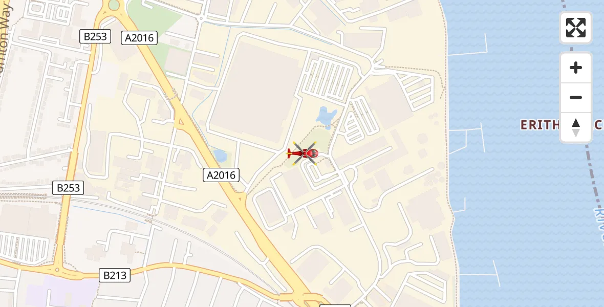 Flight path map showing Air Ambulance Helicopter route from Lower Belvedere to Lower Belvedere