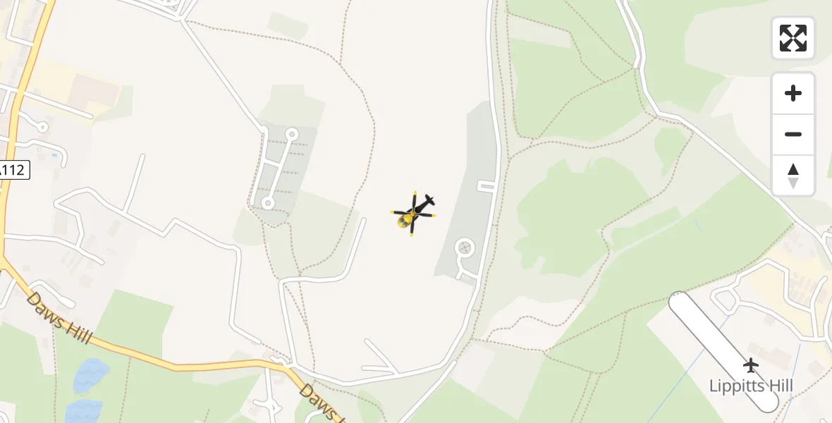 Flight path map showing Police Helicopter route from Sewardstonebury to Sewardstonebury