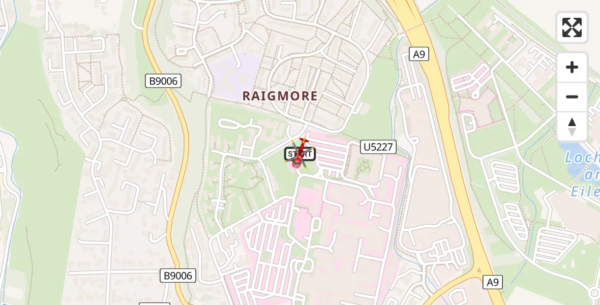 Flight path map showing Air Ambulance Helicopter route from Inverness to Inverness