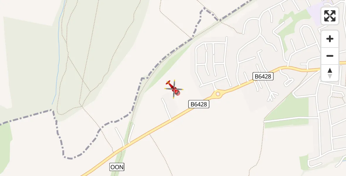 Flight path map showing Air Ambulance Helicopter route from Royston to Royston