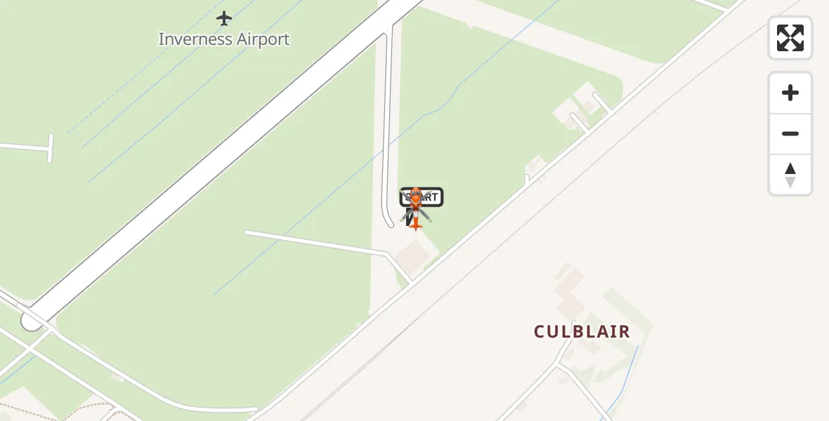 Flight path map showing Coastguard Helicopter route from Inverness Airport to Inverness Airport