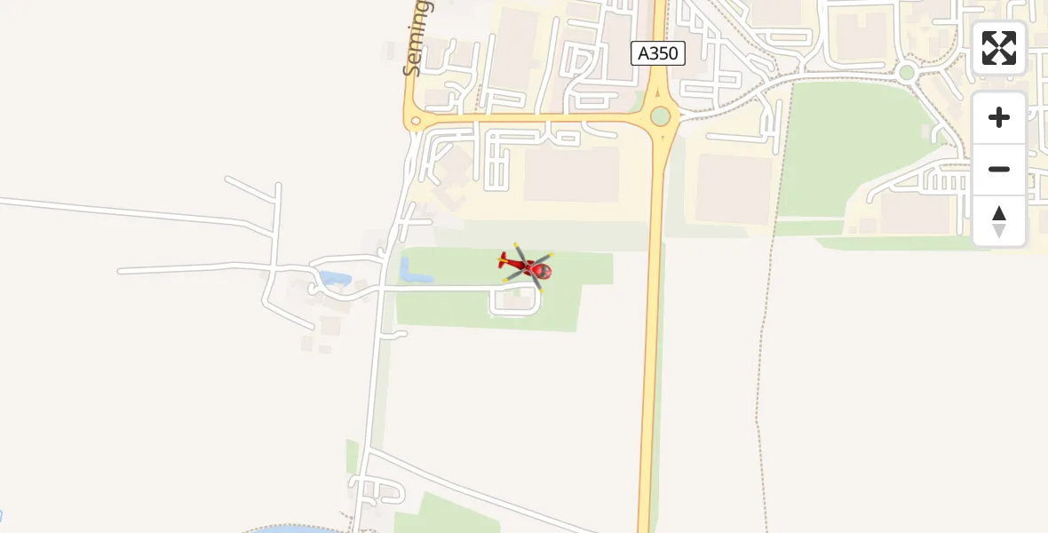 Flight path map showing Air Ambulance Helicopter route from Wiltshire Air Ambulance to Wiltshire Air Ambulance