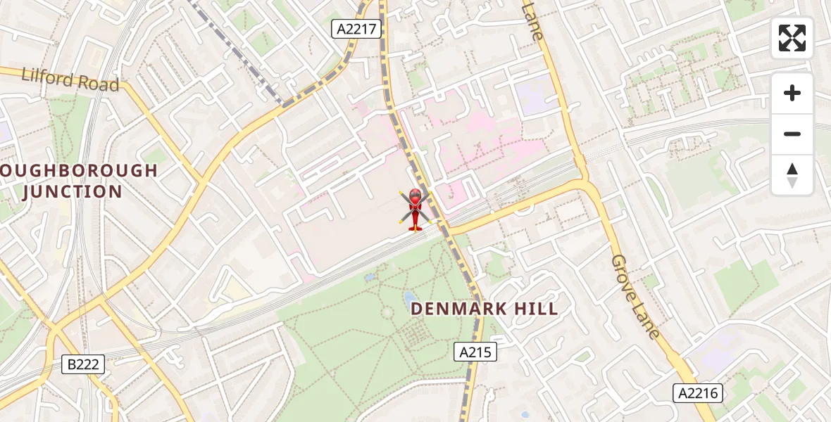 Flight path map showing Air Ambulance Helicopter route from Kings College London Hospital to Kings College London Hospital