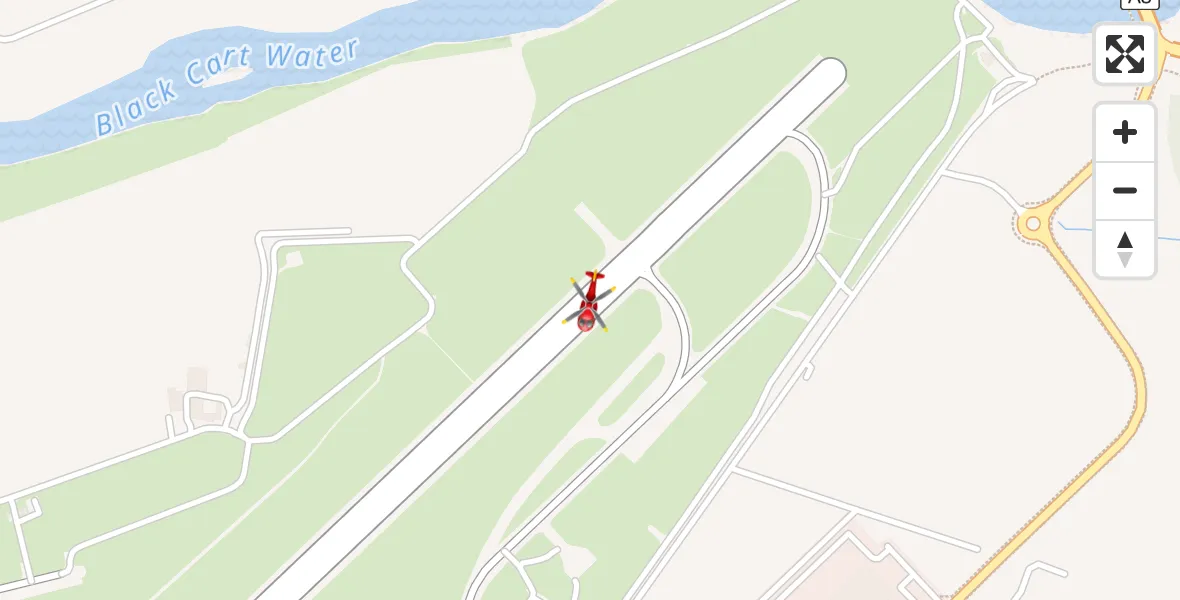 Flight path map showing Air Ambulance Helicopter route from Glasgow Airport to Glasgow Airport