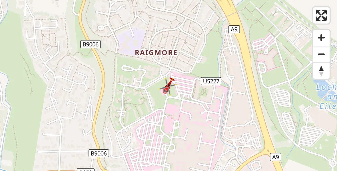Flight path map showing Air Ambulance Helicopter route from Inverness to Inverness