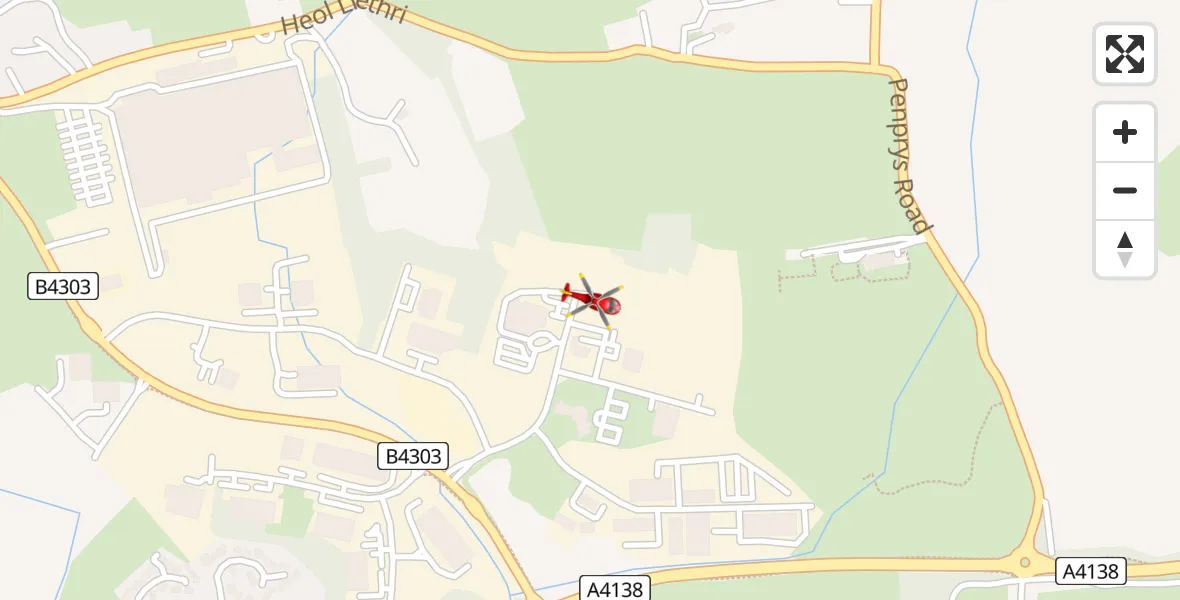 Flight path map showing Air Ambulance Helicopter route from Dafen to Dafen