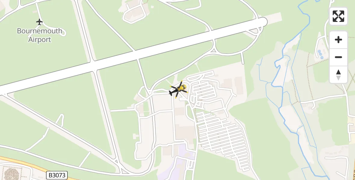 Flight path map showing Police Helicopter route from Bournemouth Airport to Bournemouth Airport