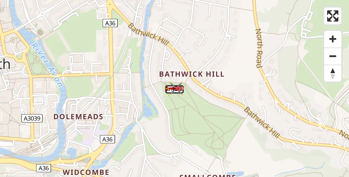Flight path map showing Air Ambulance Helicopter route from Bath to Bath