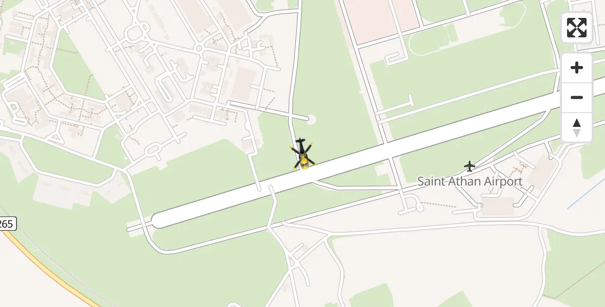 Flight path map showing Police Helicopter route from MOD St Athan to MOD St Athan