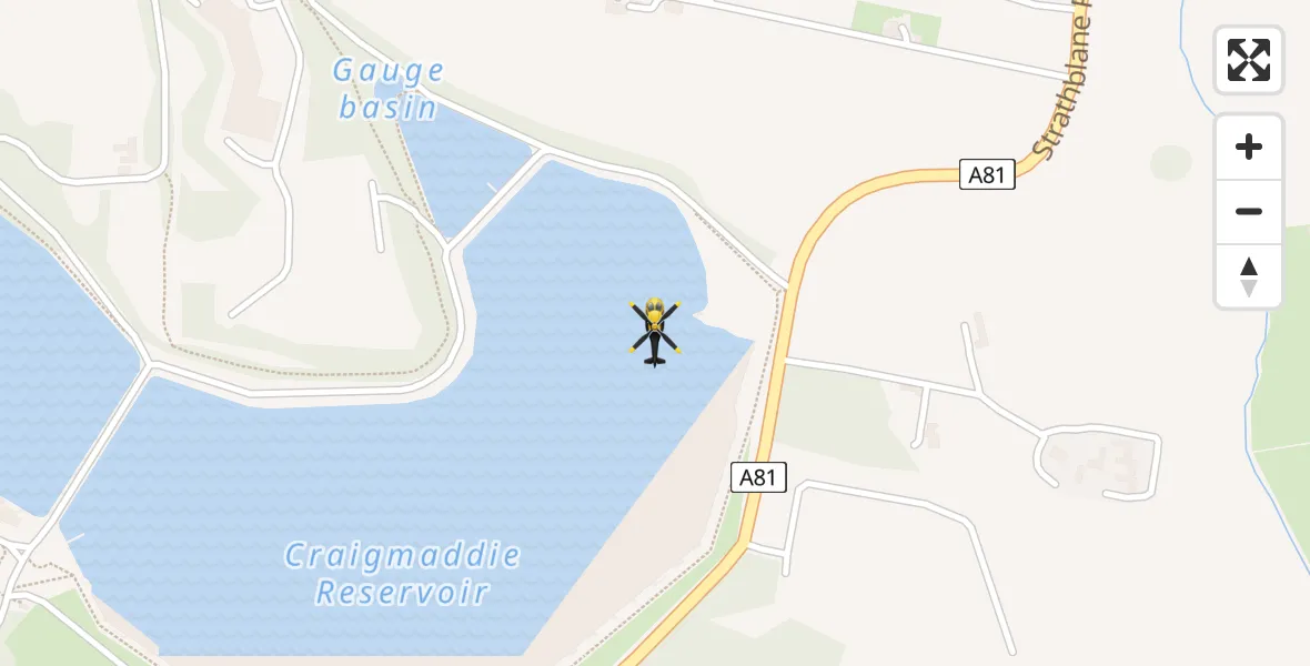 Flight path map showing Police Helicopter route from Milngavie to Milngavie