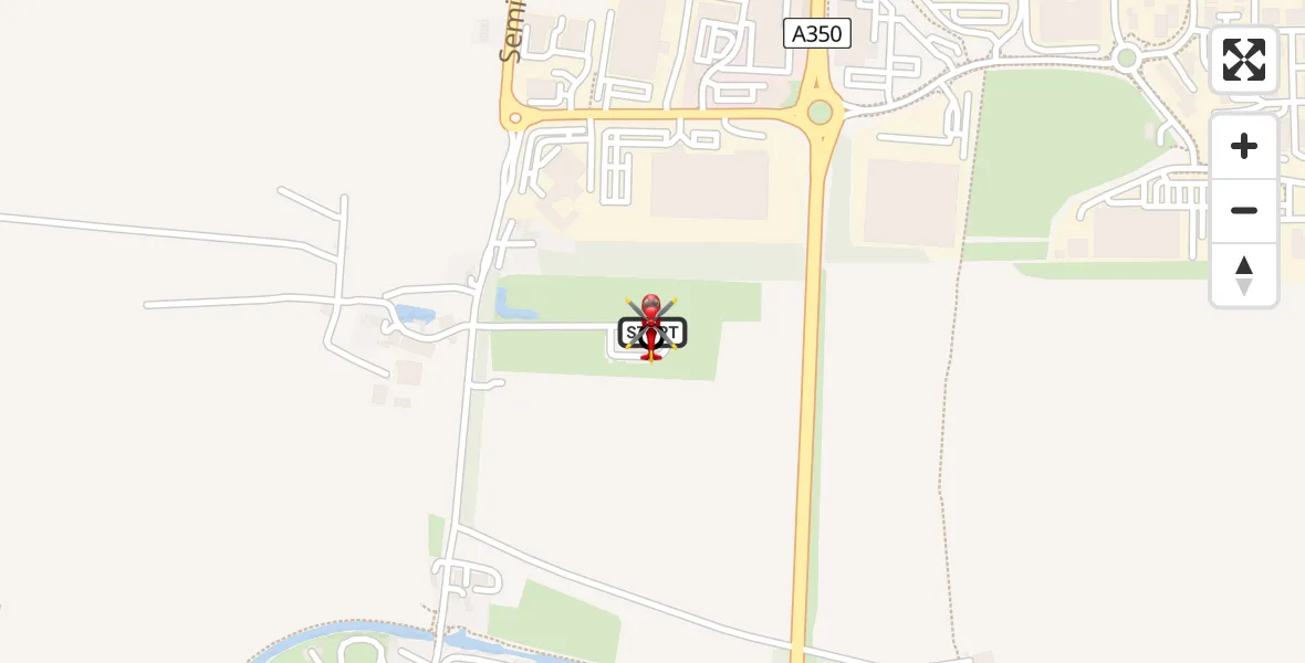 Flight path map showing Air Ambulance Helicopter route from Wiltshire Air Ambulance to Wiltshire Air Ambulance