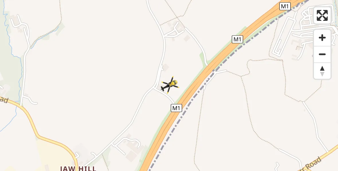 Flight path map showing Police Helicopter route from East Ardsley to East Ardsley