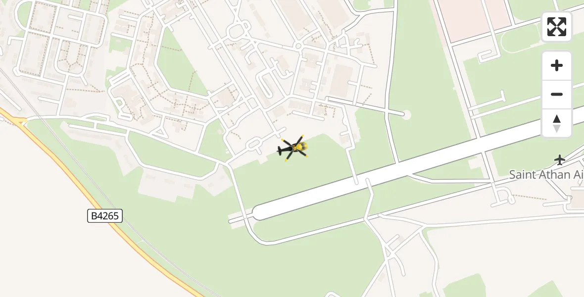 Flight path map showing Police Helicopter route from MOD St Athan to MOD St Athan